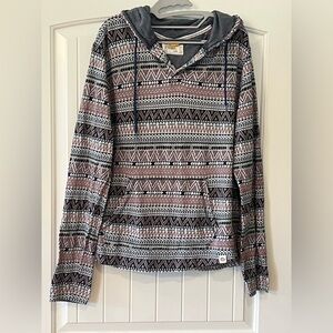 Free Planet- Aztec Print Long Sleeve Pullover Hoodie - mens size large